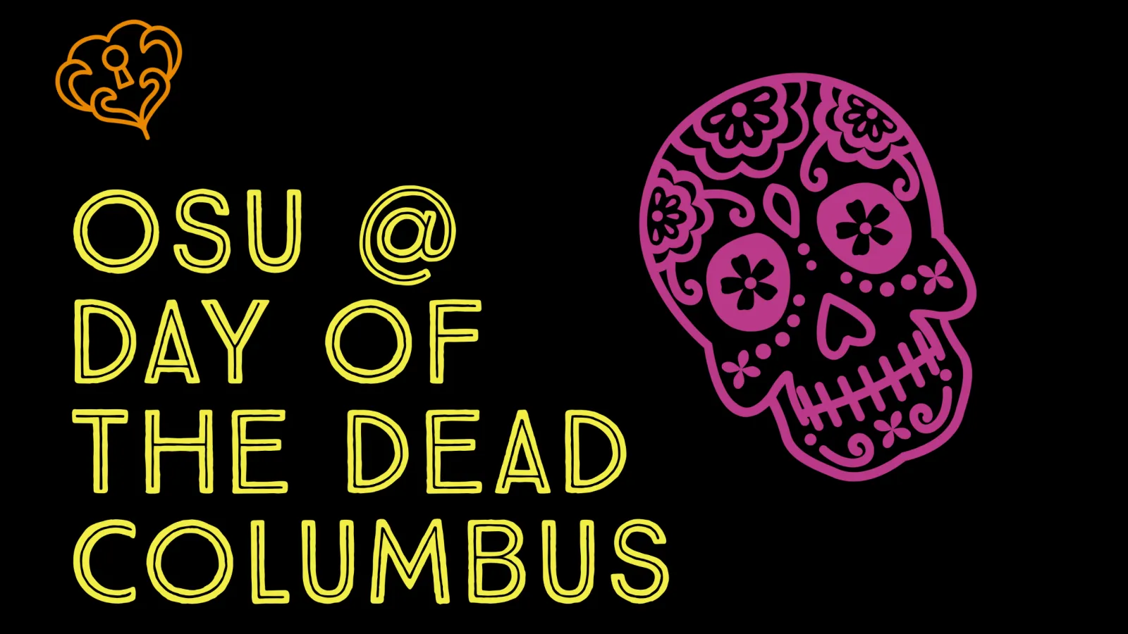 OSU at Day of the Dead with a pink neon sugar skull