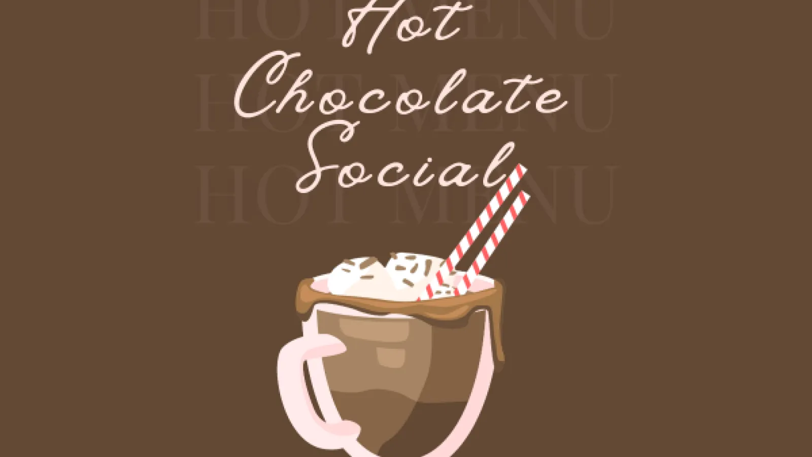 Hot chocolate social with a cup of hot chocolate with two straws