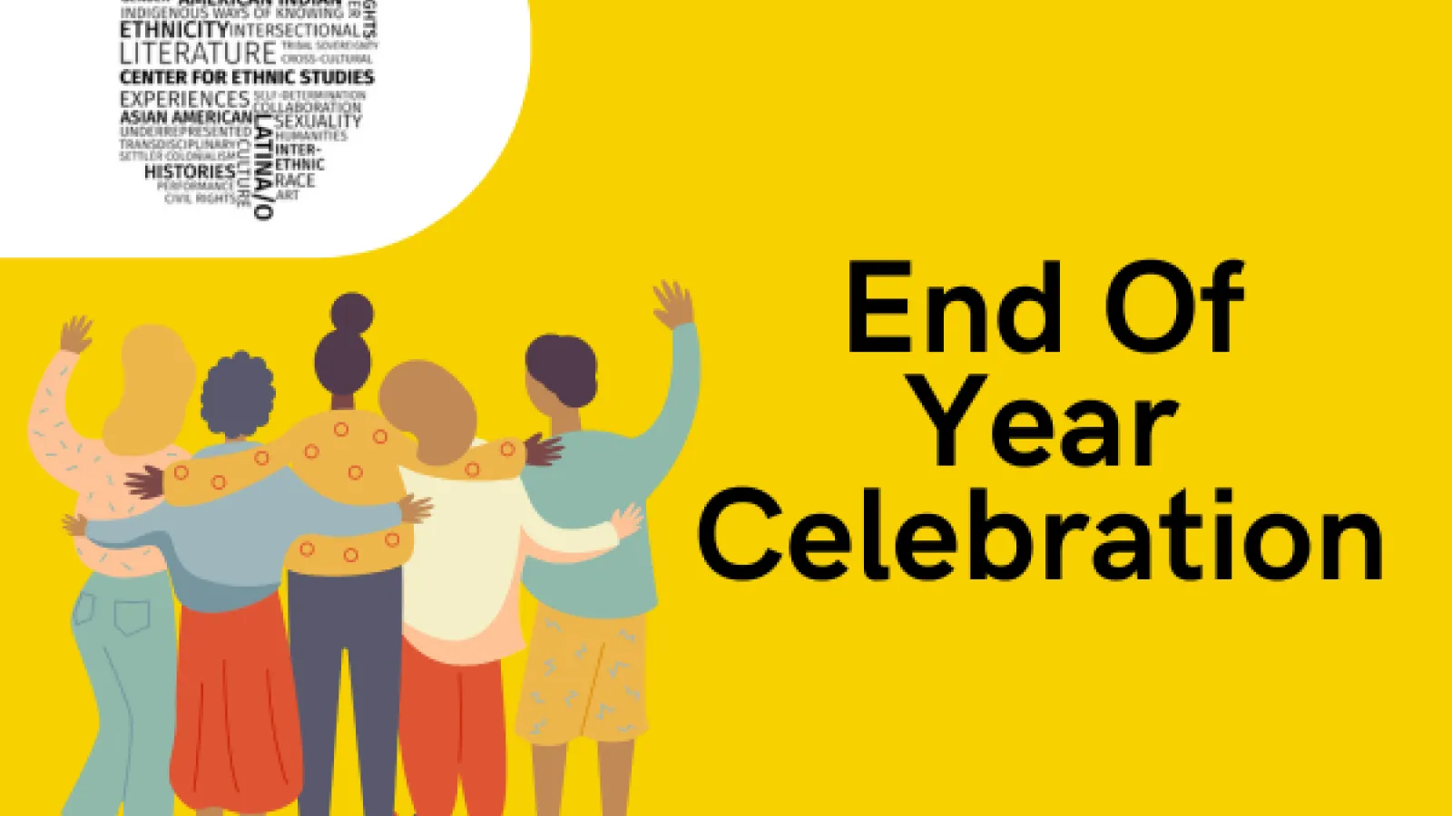 a group of people with their backs to us, waving. the text reads ces end of year celebration