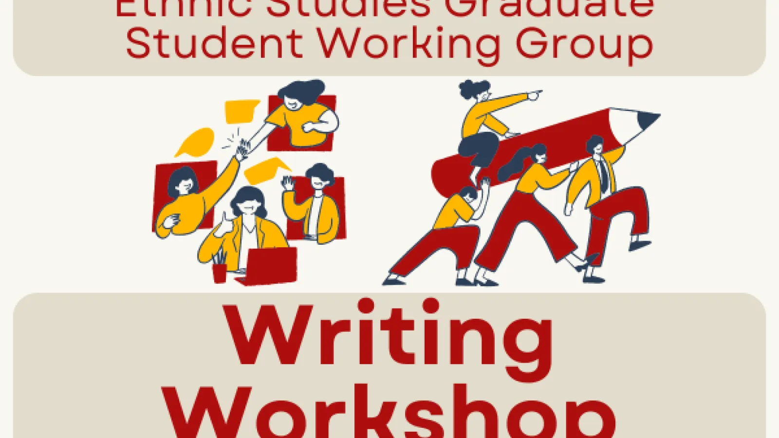 A cartoon image of figures working on a project together.