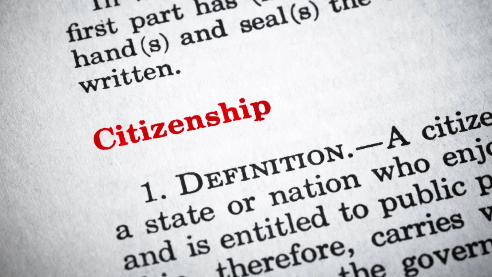 Definition of citizenship in dictionary