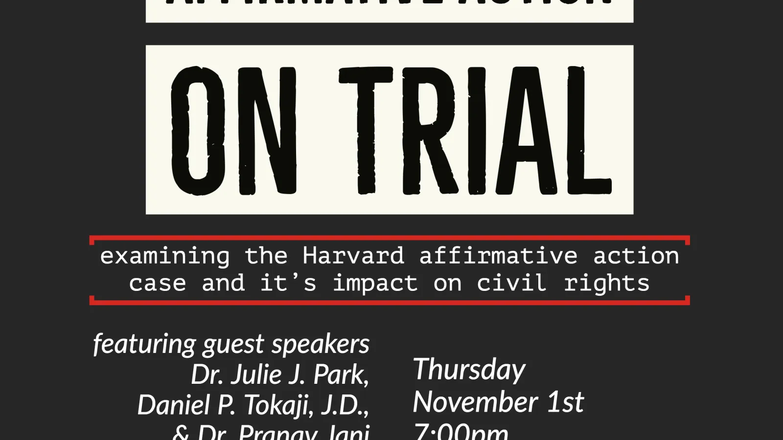 Affirmative Action on Trial CES event in Autumn 2018