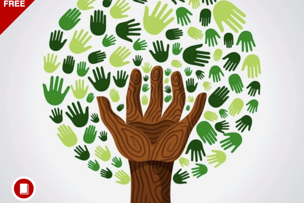 A tree made of brown and green hands
