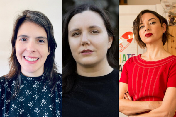 Headshots of Leila Vieira, Elissa Washuta, Paloma Martinez-Cruz