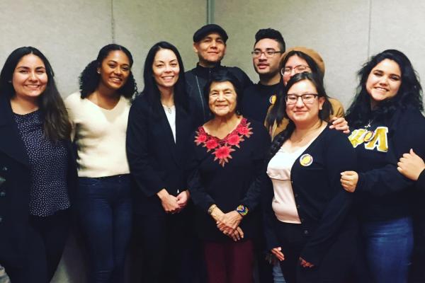 scholars, activists, and students with Dolores Huerta